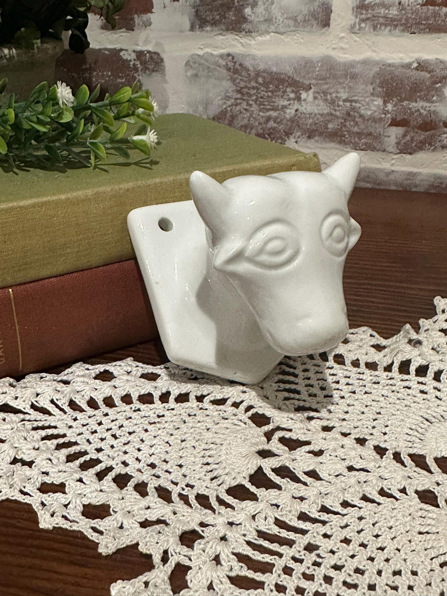 White Ceramic Cow Head - Etsy