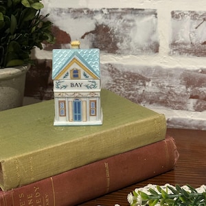 Vintage 1989 Lenox Bay Spice Village Porcelain Spice Jar | Made in Taiwan | House Shaped Spice Jar w/ Roof Lid | Replacement Jar
