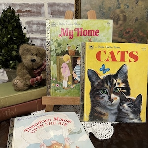 Vintage Little Golden Book | My Home | Cats | Theodore Mouse Up in the Air | Childrens Book | Kids Book