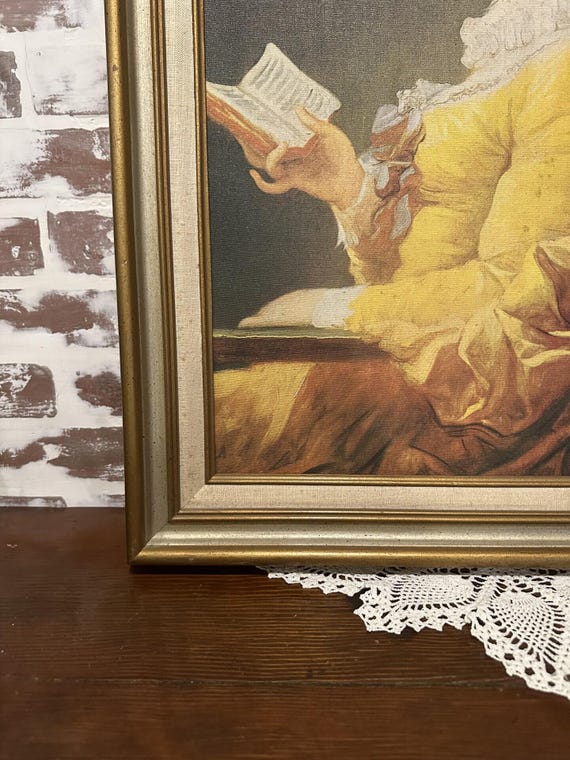 額入りジャン＝オノレ・フラゴナール「読書をする少女」1769年頃