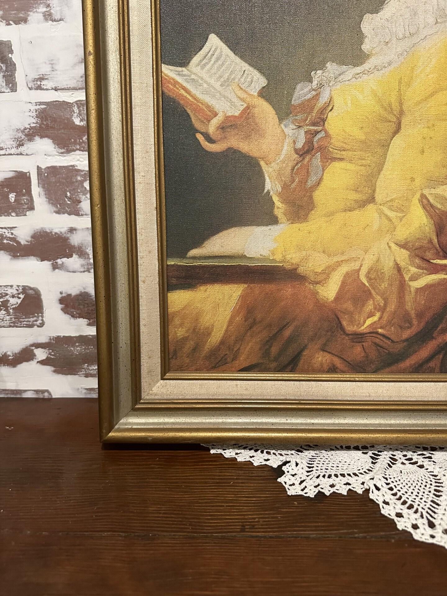 額入りジャン＝オノレ・フラゴナール「読書をする少女」1769年頃