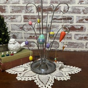 Vintage Hand Painted Easter Wooden 16 Piece Decorative Ornaments | Rabbit Bunny Easter Eggs | Spring Decor | Easter Decor | Vintage Decor