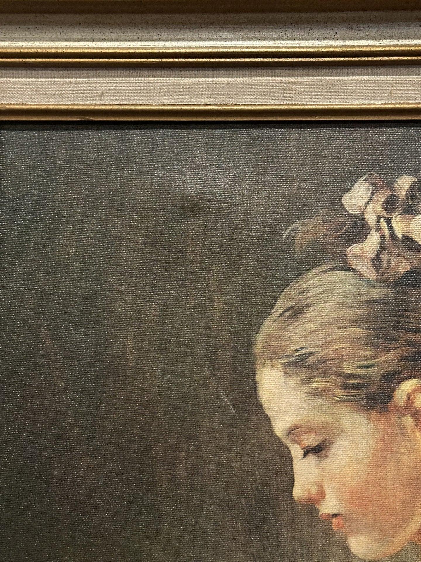 額入りジャン＝オノレ・フラゴナール「読書をする少女」1769年頃