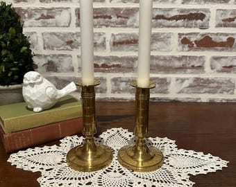 Pair of Vintage Brass Candlestick Holders | Vintage Home Decor | Solid Brass Candleholder | Tabletop Decor | Taper Candle Holders