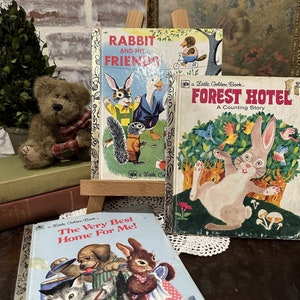 Vintage Little Golden Book | Rabbit and His Friends | Forest Hotel A Counting Story | The Very Best Home for Me | Childrens Book | Kids Book