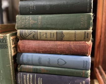 Set of 10 Vintage Books Customizable by Color Random Selection | Home Library Decor | Wedding Reception Decor | Cabinet Office | Movie Props