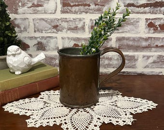 ヴィンテージ ハンドメイド 重厚銅製タンカード（巻き継ぎ）｜重厚なビールジョッキ｜バーの装飾｜特大ペンホルダー｜男の隠れ家の装飾｜ユニークなギフト