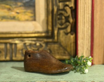 Antique Wood 5" Child Shoe Mold Form Cobbler | Shoemaker Collectible | Rustic Wood | Movie Prop