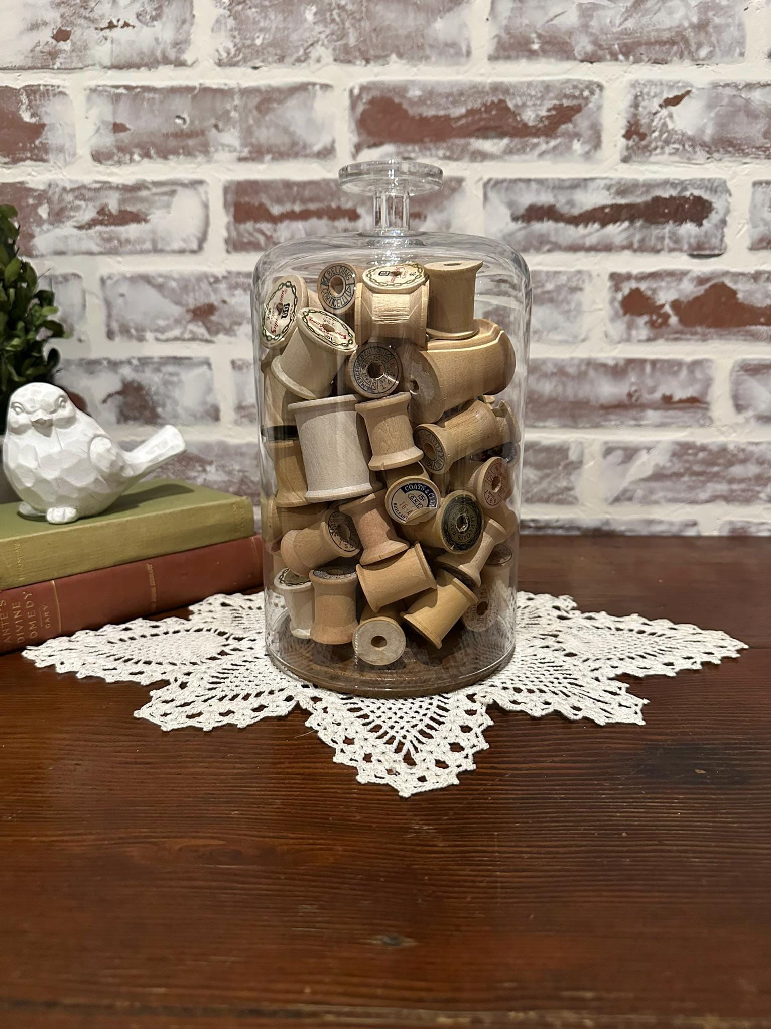 Lot of 12 Vintage Empty Wood Thread Spools Random Selection With & Without Labels | Various Styles and Shapes | Sewing Seamstress Crafting