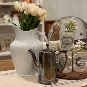 Vintage Silver Plate Hotel Ware Teapot and Coffee Pot Server w/ Hinged Lid & Natural Tarnished Finish | Made in India