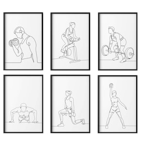 6er-Set Gym Decor | Home Gym Decor | Motivierendes Dekor | Fitnessstudio Wandkunst | Workout Raum Dekor | Gymnastik-Kunst