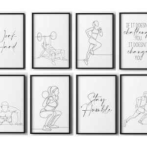 Gym Decor | Set of 8 | Home Gym Decor | Motivational Decor | Gym Wall Art | Workout Room Decor | Gym Art | Printable