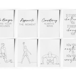 Set of 8 Gym Decor | Home Gym Decor | Motivational Decor | Gym Wall Art | Workout Room Decor | Gym Art |