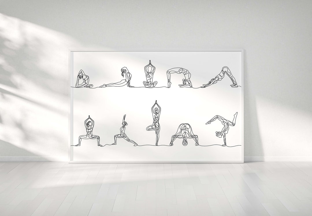 Gym Decor One Line Yoga Art Home Gym Decor Yoga Decor Gym Wall Art