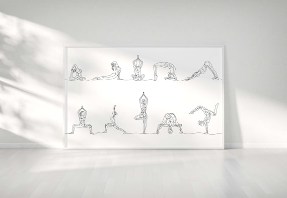 Gym Decor One Line Yoga Art Home Gym Decor Yoga Decor Gym