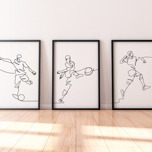 Fußball Kunst | 3er Set Fußball Dekor | Fußball Dekor | Motivierendes Dekor | Gym Wandkunst | Workout Room Decor | Gym Art