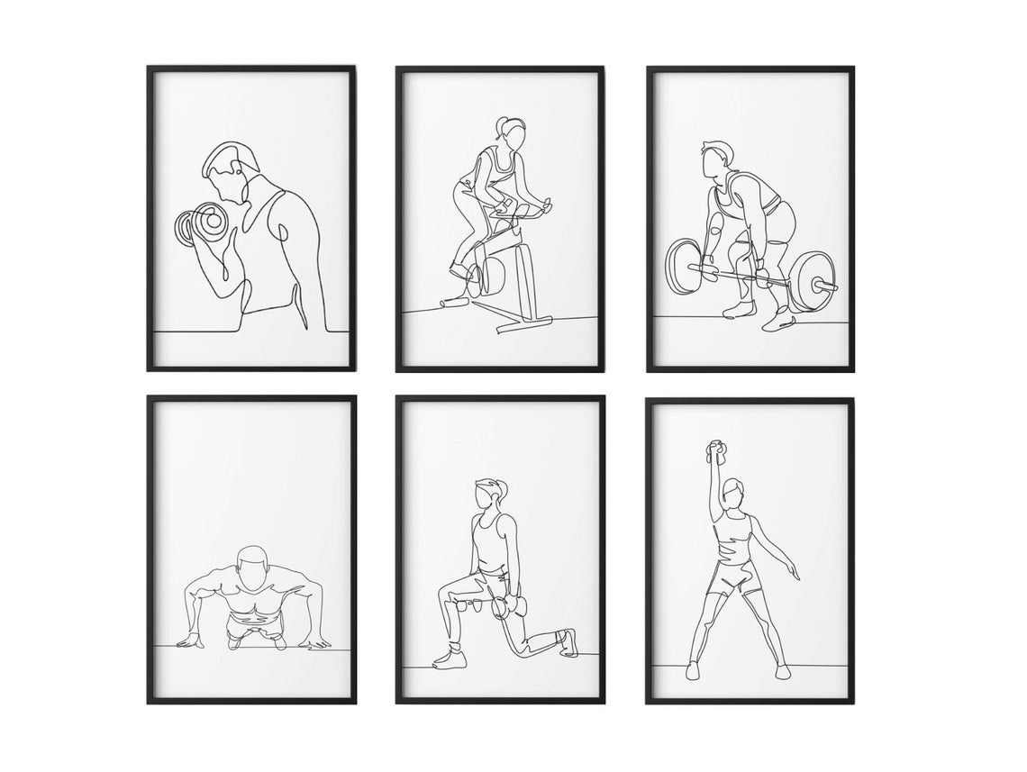 Set of 6 Gym Decor Home Gym Decor Motivational Decor Gym Etsy