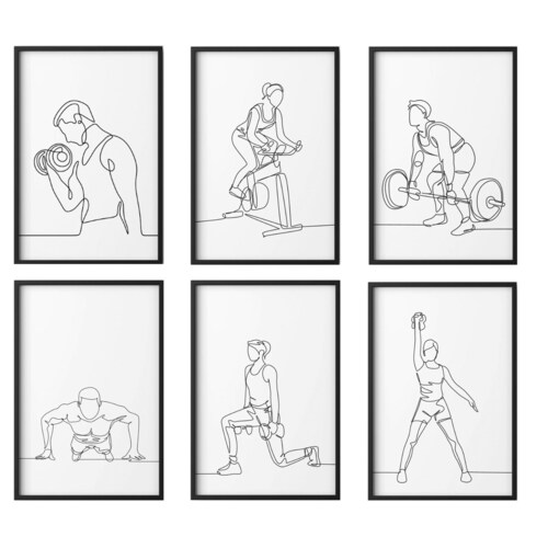 Set of 6 Gym Decor | Home Gym Decor | Motivational Decor | Gym Wall Art | Workout Room Decor | Gym Art