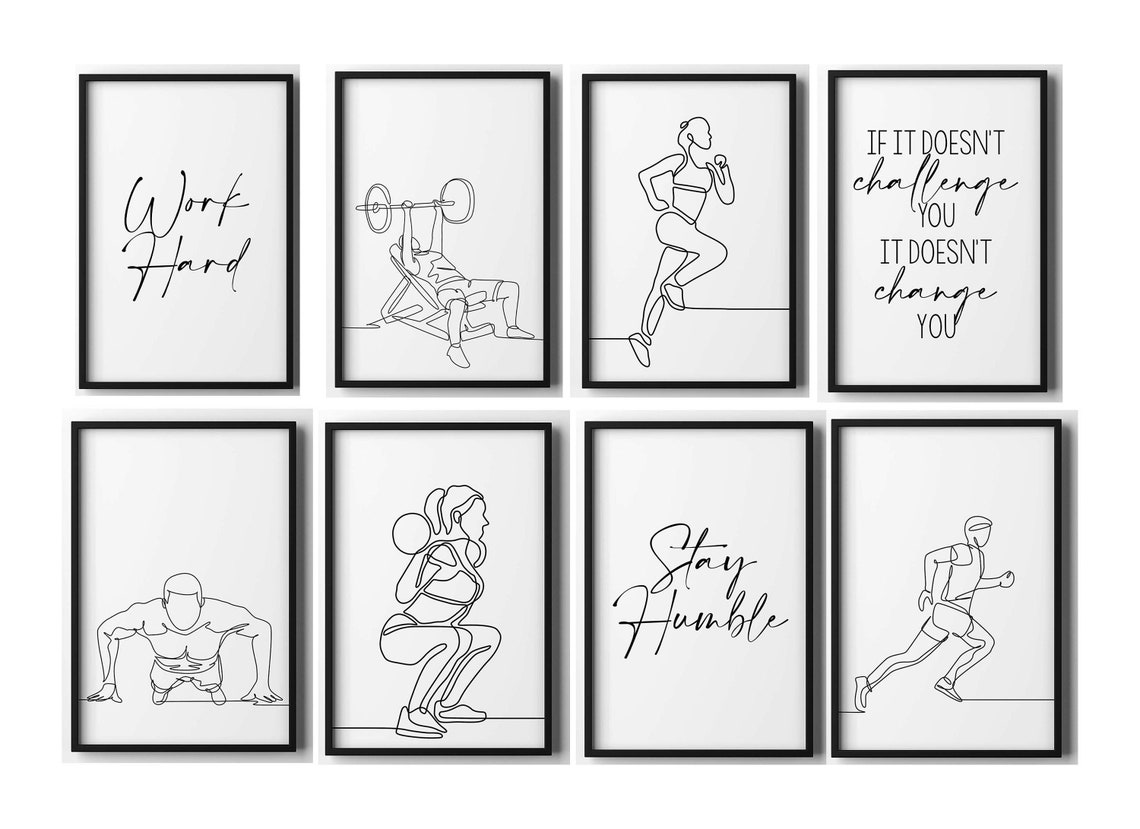 Gym Decor Set of 8 Home Gym Decor Motivational Decor Etsy Australia