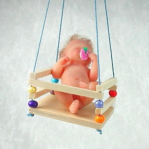 Baby swing, swing in miniature 1:12, for the dollhouse baby, collector, dollhouse, model making