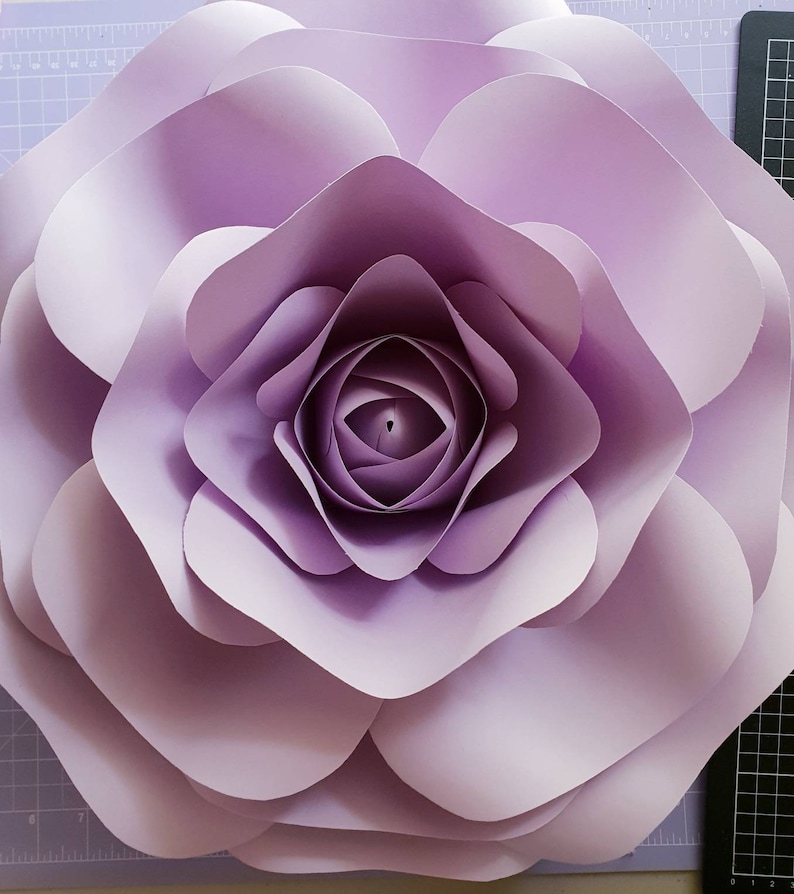 Paper Flower Large Rose Template PDF and SVG digital files 13 with video tutorial.. image 1