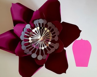 Paper flower template SVG and PDF digital  files and SVG centre (as on foto)#98