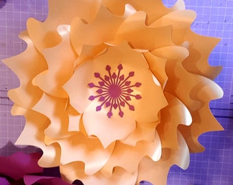 Paper flower template PDF and SVG digital files and SVG flower centre and Video tutorial#183