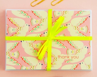 Illustrated Bird Thank You Cards – Notecard Gift Set (Pack of 8)