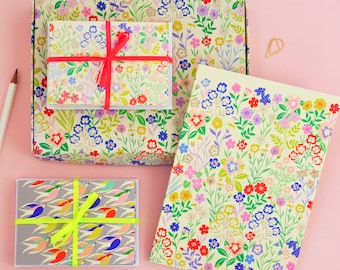 Floral Notecard and Notebook Stationery Set Gift Box.