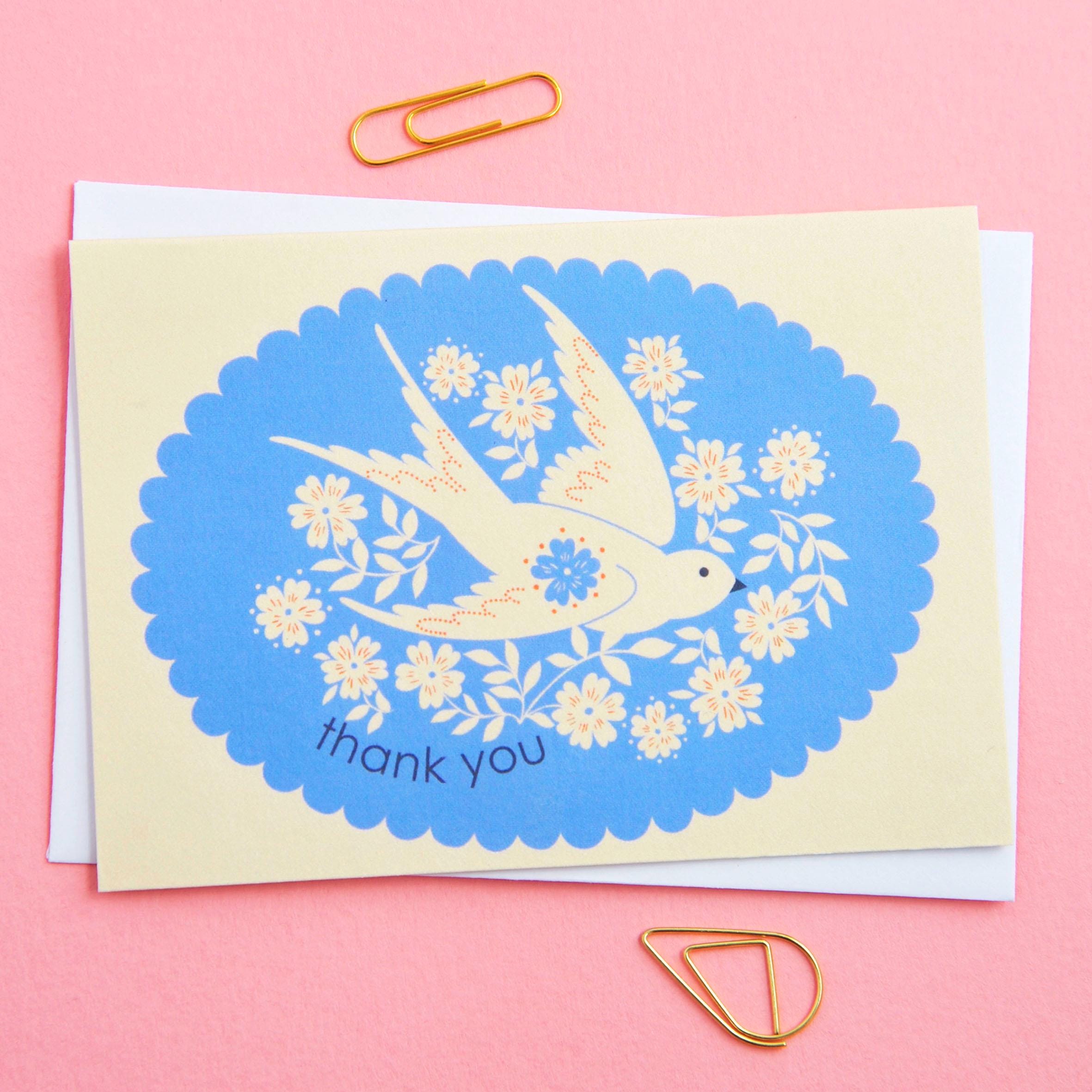 Pretty Floral & Bird Thank You Cards – Notecard Gift Set (pack of 8 ...