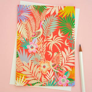 Carte de voeux illustrée Tropicana en rouge