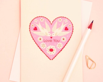 Love Birds “Love You” Valentine’s Card