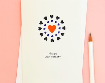 Happy Anniversary in Hearts Greetings Card