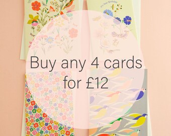 Mix & Match Card Bundle | Any 4 Cards, Multipack | Birthday, any occasion, illustrated