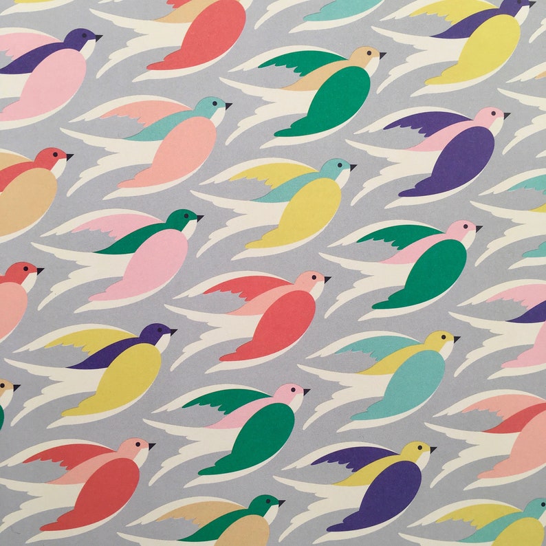 Download Bird Print Wrapping Paper / 6 sheets / Gift wrap ...