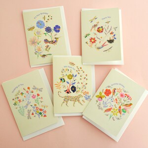 Ensemble de 5 cartes d'occasion Oiseaux et abeilles
