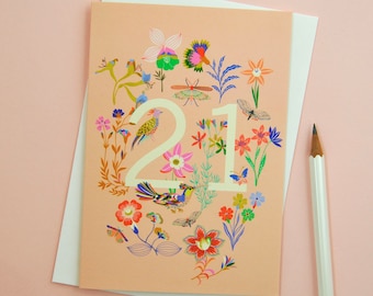 Carte de voeux joyeux anniversaire 21