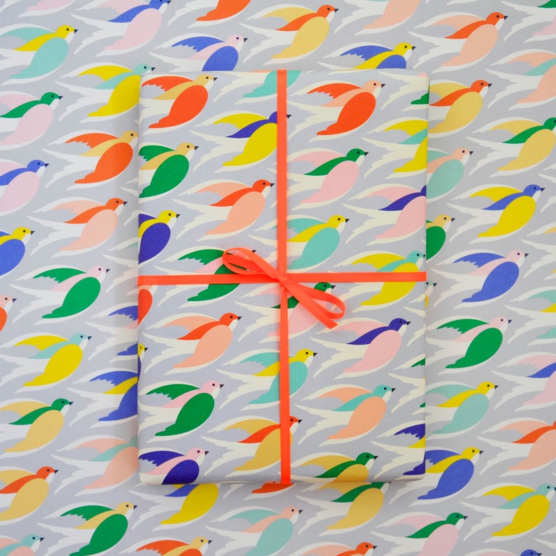 Bird Print Wrapping Paper / 6 sheets / Gift wrap / Birthday Etsy