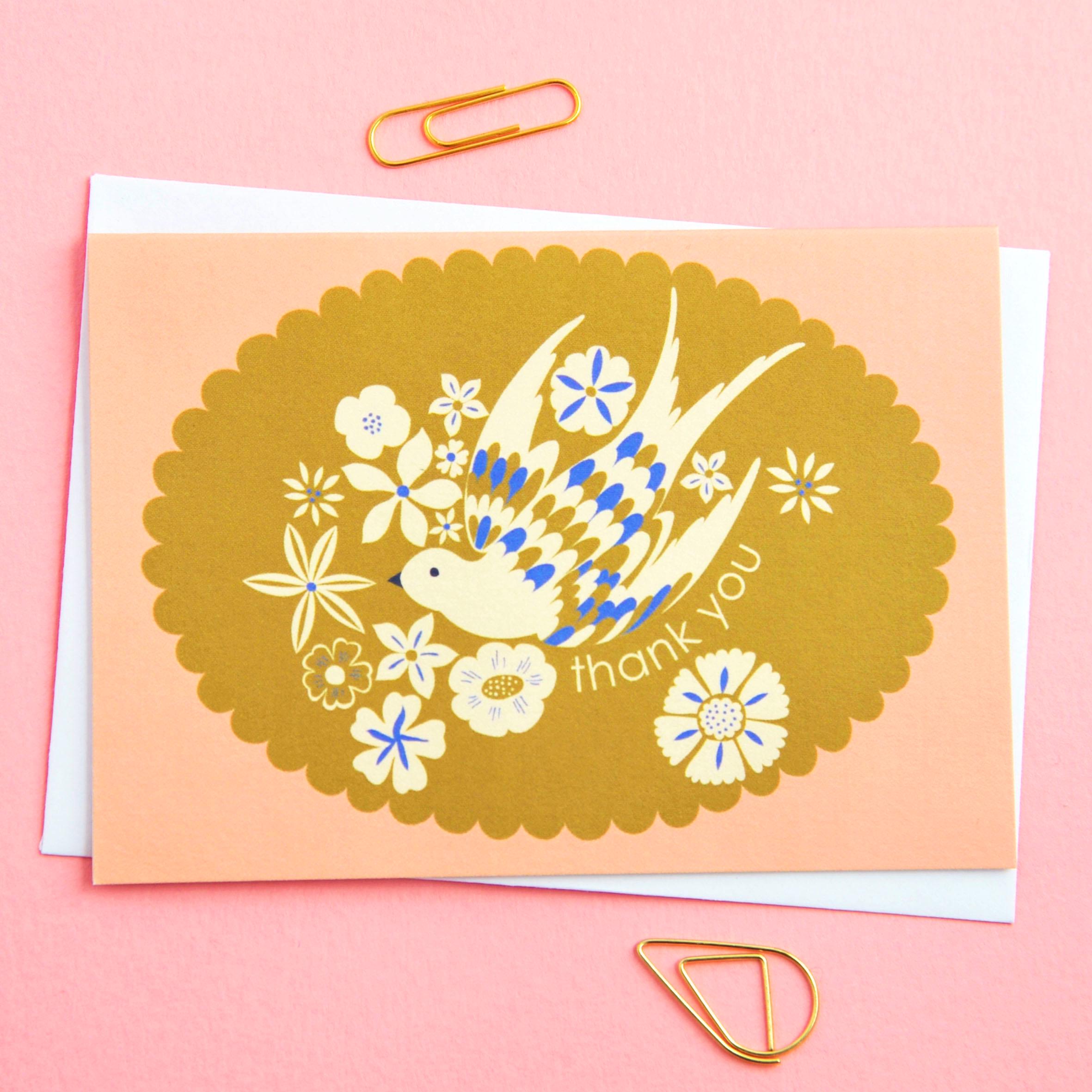 Pretty Floral & Bird Thank You Cards – Notecard Gift Set (pack of 8 ...
