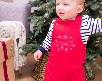 baby christmas dungarees
