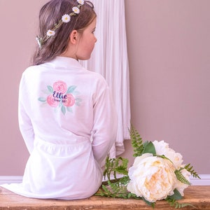 Flower Girl Robe - Rose Wedding - Personalised Flower Girl Robe ...