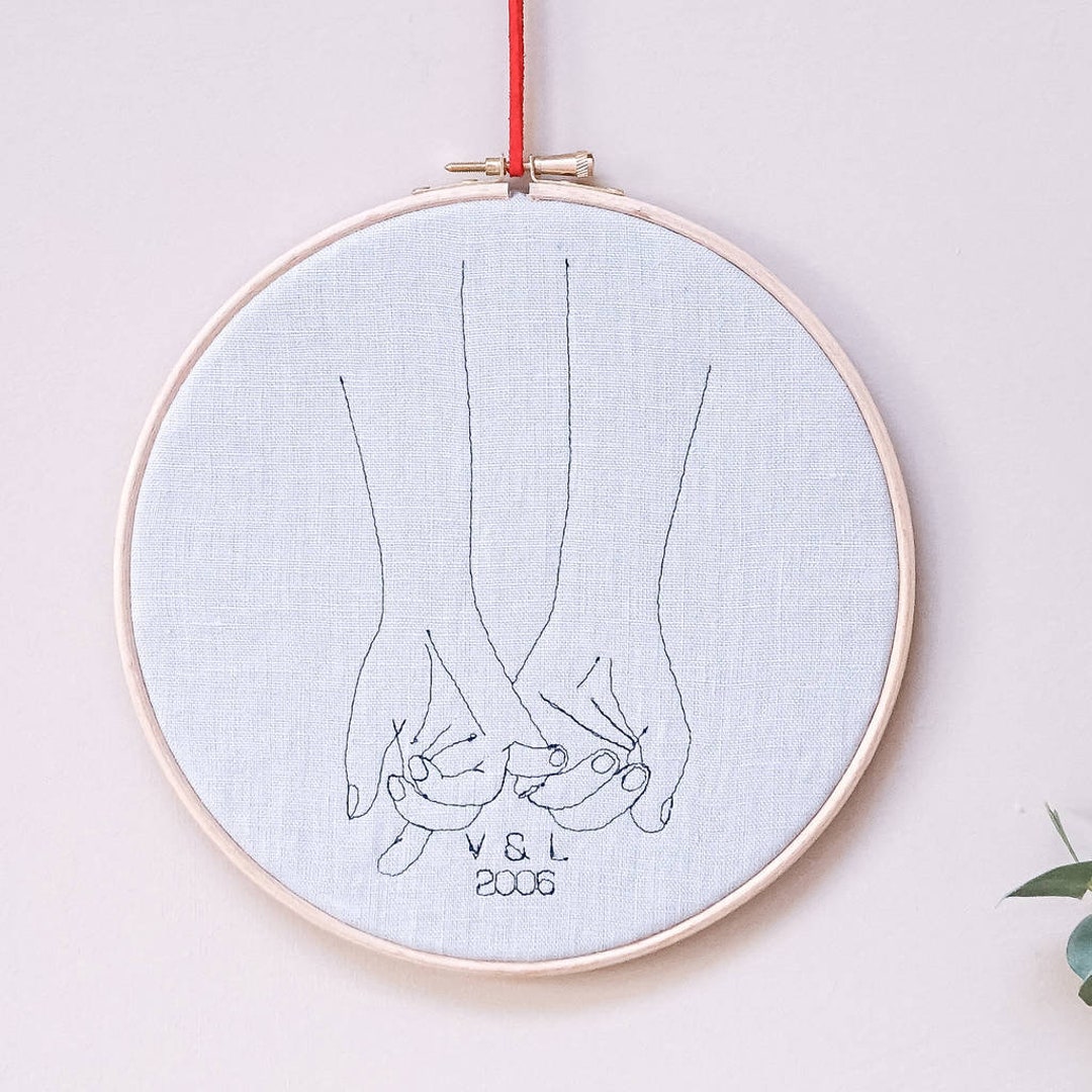 Buy Embroidery Hoop Art Personalised Wall Art Valentine's Pinky