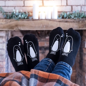 Penguin Socks - Penguin Couple Socks -  Valentine Penguin Socks - Penguin Gift - Personalised Valentines Socks -  Couple Gift