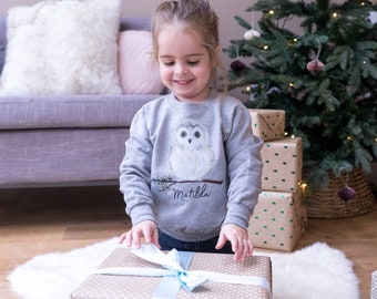 Kids Owl Jumper - Kids Christmas Jumper - Owl Sweater - Personalized Kids Jumper - Personalized Christmas Jumper - Owl Clothing - Owl Jumper