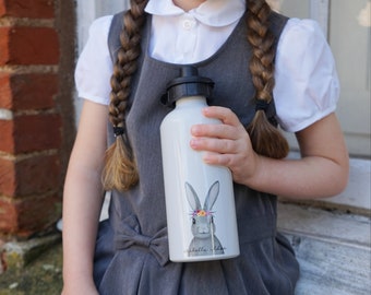 School Water Bottle - Personalised Water Bottle - Kids Waterbottle - Kids Water Bottle - Kids Water Bottle Personalised  - Bunny Bottle