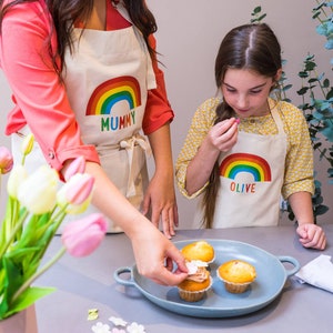 Personalized Apron Set - Family Apron Set - Parent and Child Apron - Personalised Aprons - Matching Aprons - Rainbow Aprons - Gift for Cooks