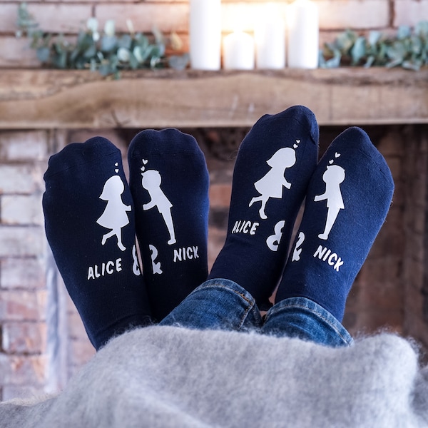 Kissing Couple - Kissing Couple Socks - Valentines Day Socks - Personalised Valentines Gift - LGBT Gift