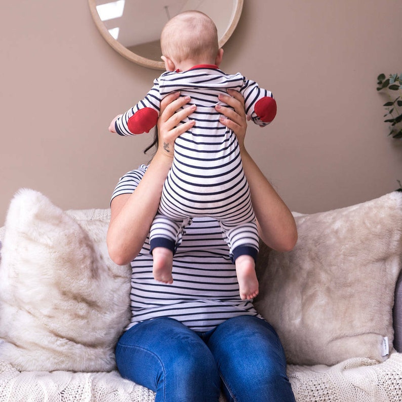 Mum and Child Matching Tops Matching Bretons Tops with Names Personalized Tops Breton Set Rainbow Print Tops Mother's Day Gifts image 5