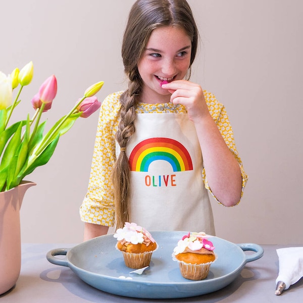 Kids Personalized Apron - Children's Baking Apron - Personalised Children's Apron - Child Baker - Rainbow Apron - Baking Gifts for Kids