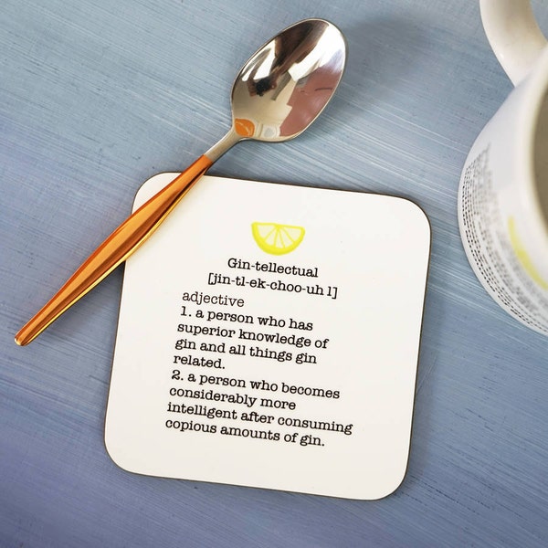 Gin and Tonic - Gin Gift - Gin coaster - Gintellectual Dictionary Definition Coaster